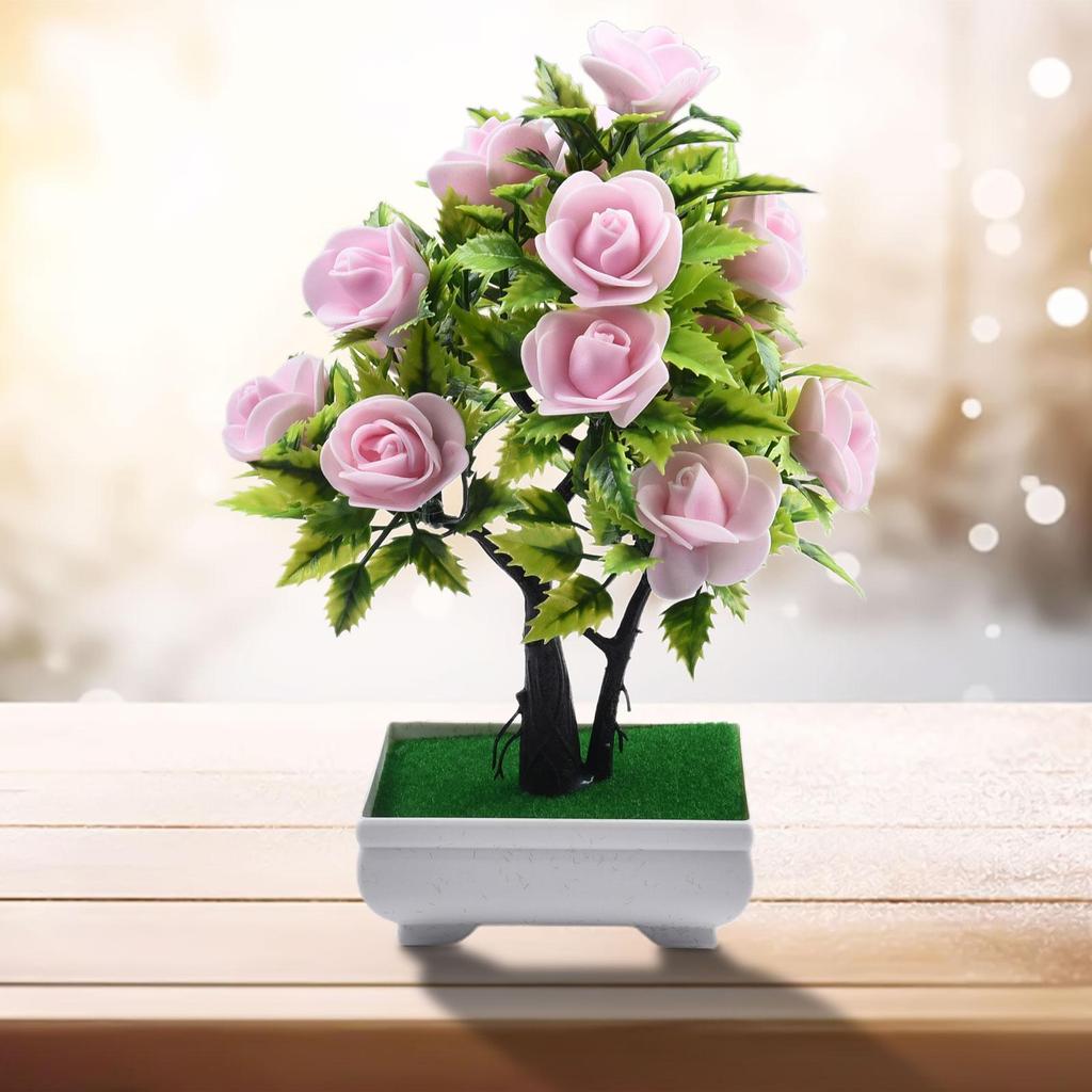 Colorful Artificial Potted Plant Fake Flower Rose Red/purple/pink/yellow/blue