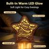 Christmas Festival LED Wooden Star Ornament - Creative Night Light Decoration