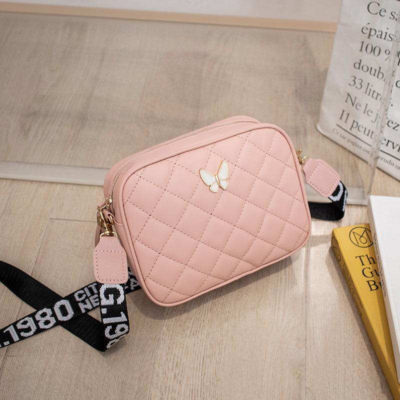 LCAuto parts Vlinder Diamant Vierkante Tas voor Dames Leer Schoudertas Crossbody Tassen Casual Messenger Bag 18x6x13.5cm roze