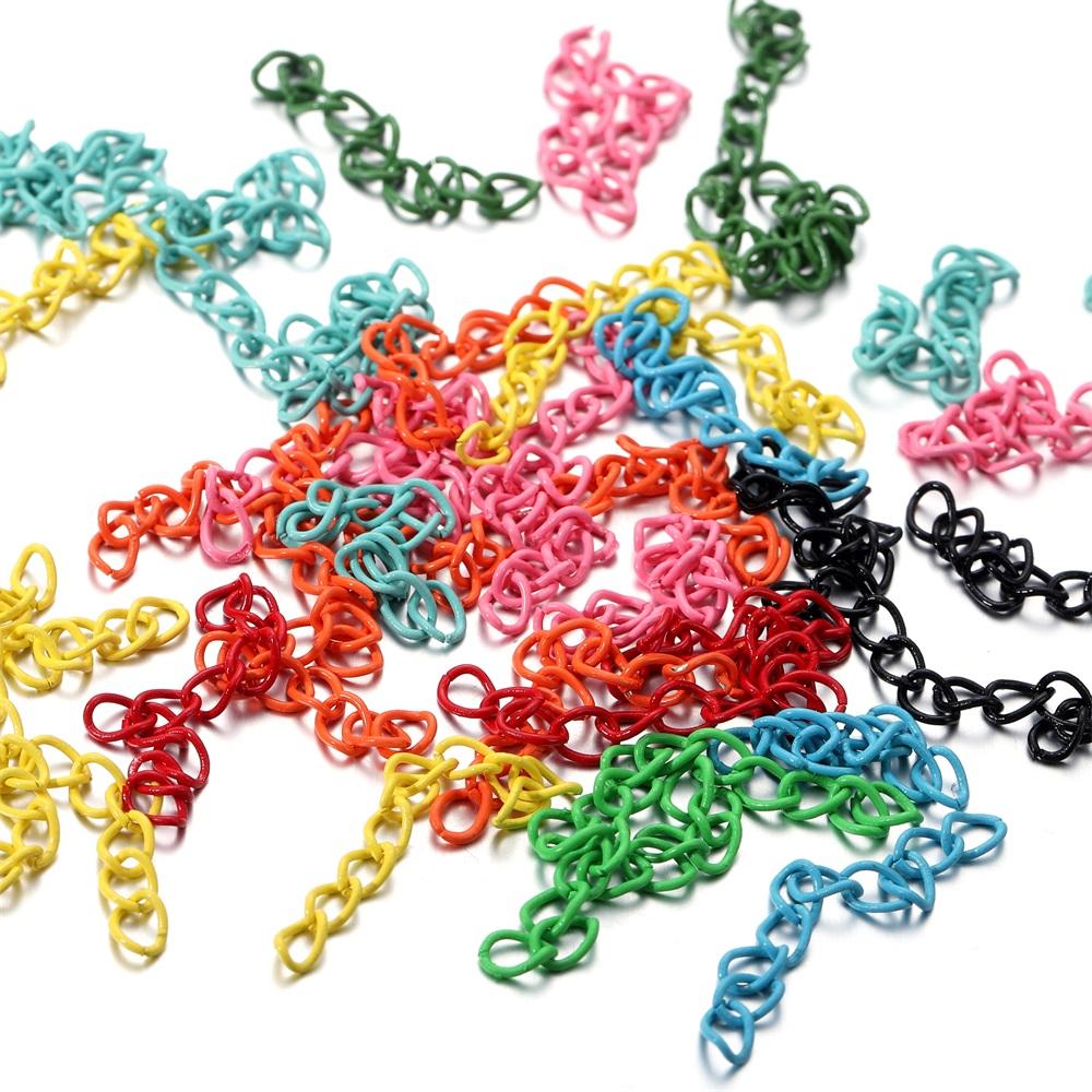 30Pcs/Lot 50mm Colourful Necklace Extension Chain Bulk Bracelet Extended Chains Tail Extender for DIY Jewelry Making Supplies