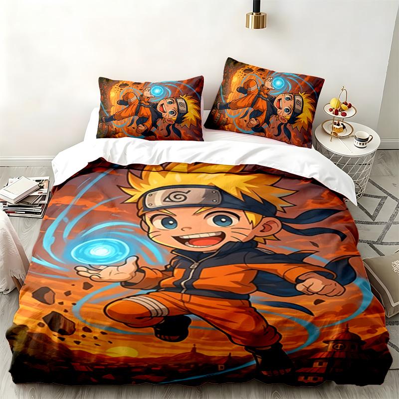 Naruto 3pc set Perfect for bedroom use Comfortable bedding set includes a duvet cover and two pillowcases Ideal birthday or Christmas gift