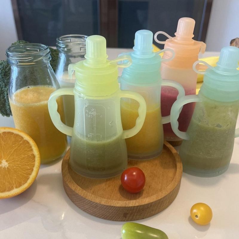 Soft Silicone Squeeze Baby Food Bag Bottle for Easy Feeding and Parental Assistance Infants Toddler Puree Organiser Bag