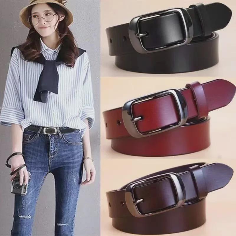 2024 Women's Trendy Black Pin Buckle Belt for Jeans – Stylish and Versatile for All Seasons