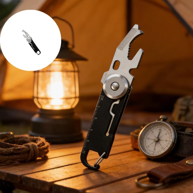 Compacts Multifunctional Outdoor Tool Card With Foldable Aluminum Handle Utility Card for Camping Hiking and Daily Use