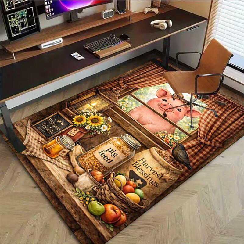 1PC Piggy Harvest Non-Slip Floor Carpet Compatible for Office&Living Room&Bedroom&Dining room - Flat - Weave Machine-S0340