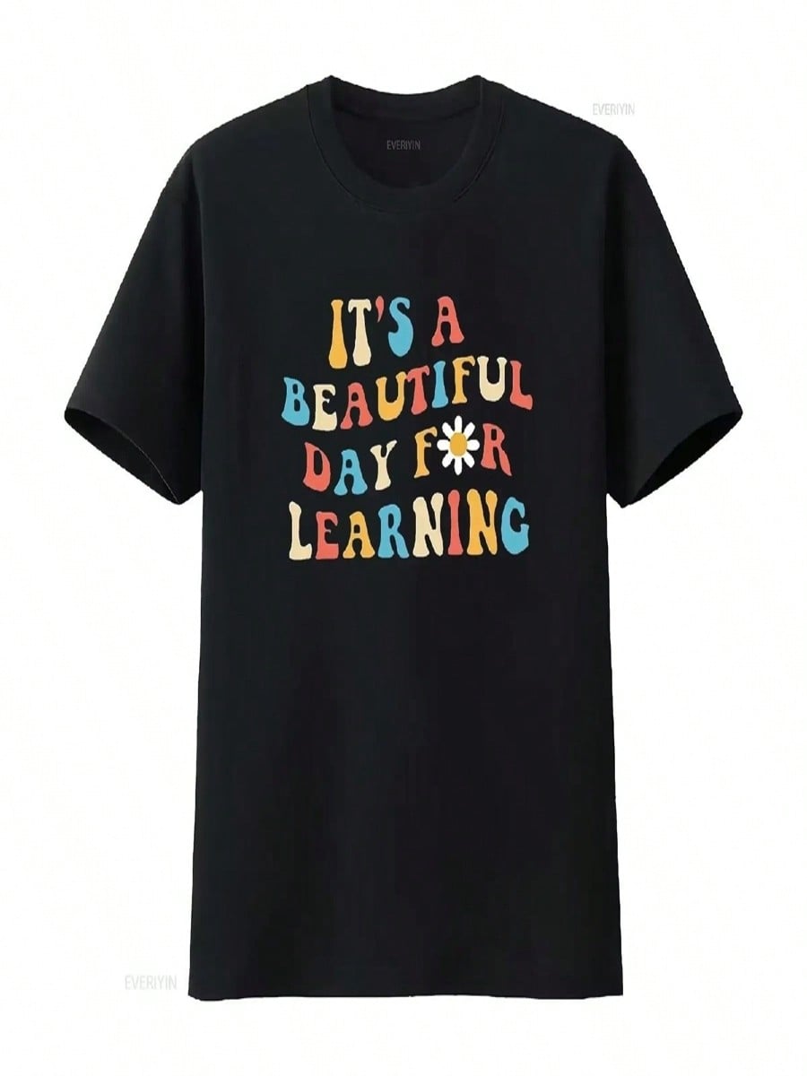 It S A Beautiful Day For Learning T Shirt Women Cute Funny Teacher S Vintage Washed Homme Graphic Soft Stretched Unisex S разноцветный