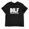 Męska koszulka z nadrukiem DILF Dedicated Involved Loving Father Zabawny prezent dla taty koszulka z grafiką koszulki gładkie Odzież męska