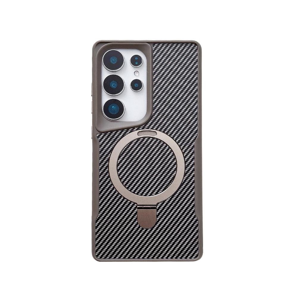 Samsung S25 Ultra Slim Carbon Fiber Magnetic Case with Stand & Drop Protection