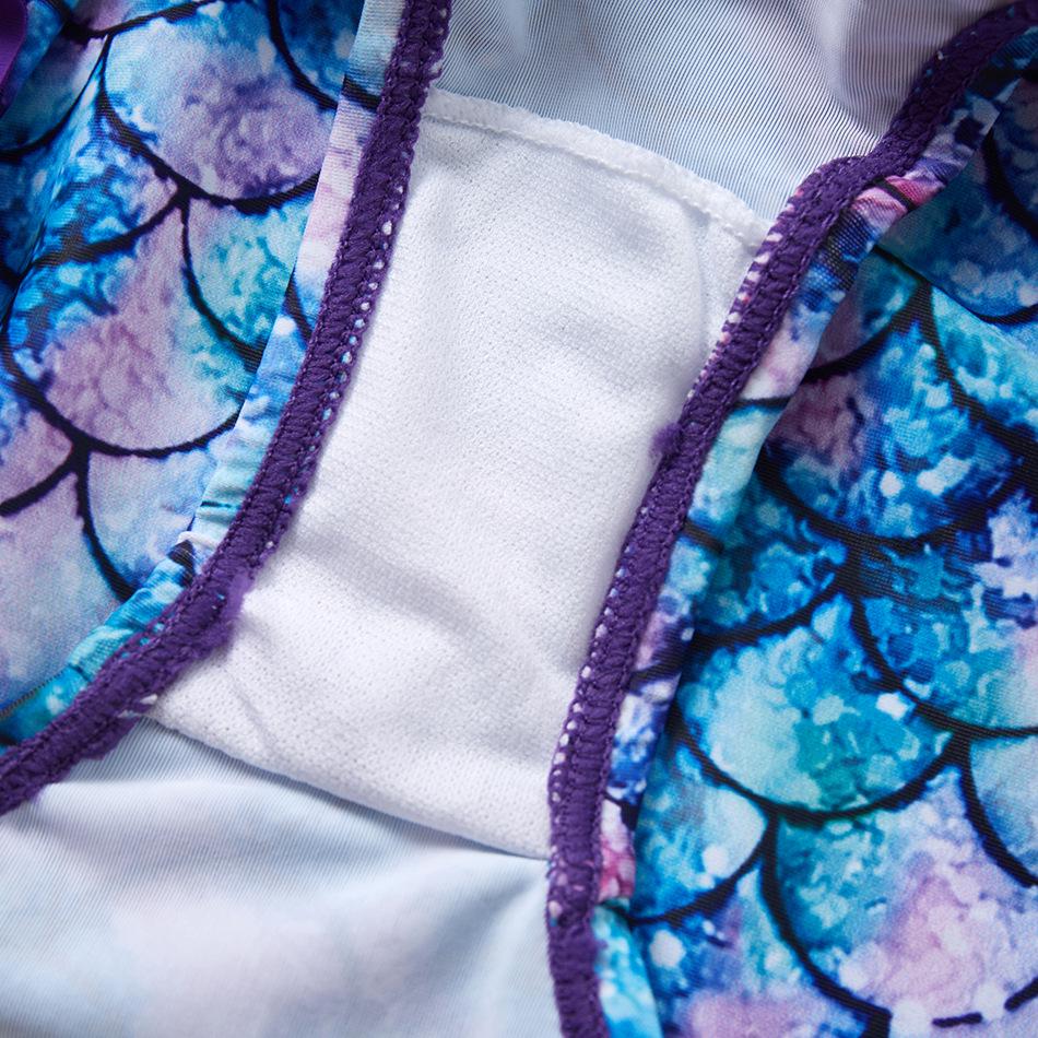 2025 Girls' Long Sleeve Fish Scale One-Piece Swimsuit with Sun Protection