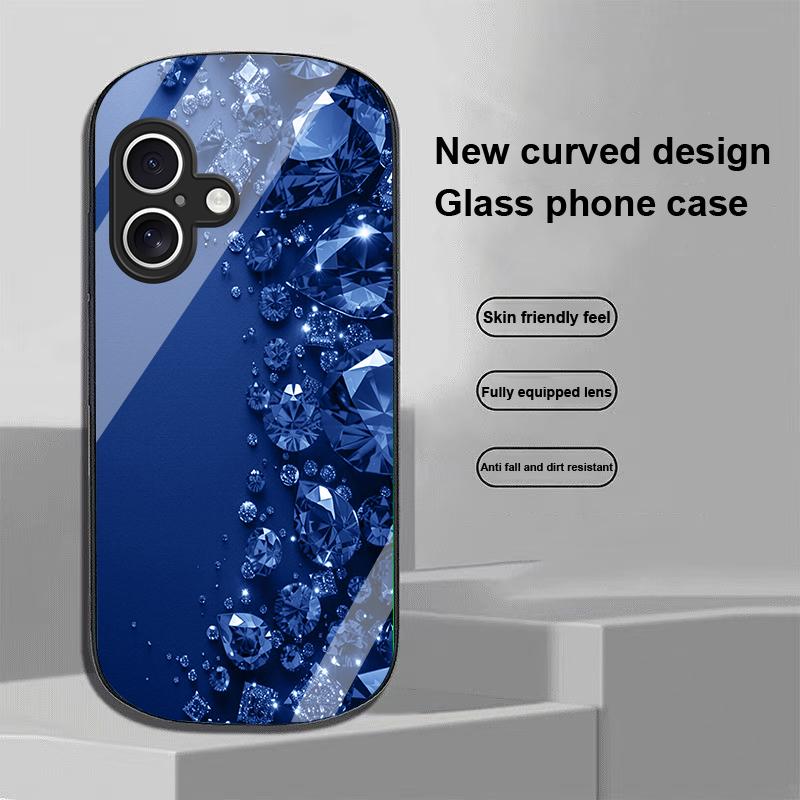 Etui na telefon z hartowanego szkła w kształcie elipsy z pełnymi diamentami dla Apple IPhone 16 11 13 15 14 Pro Max 12 Mini 7 8 Plus XR X XS