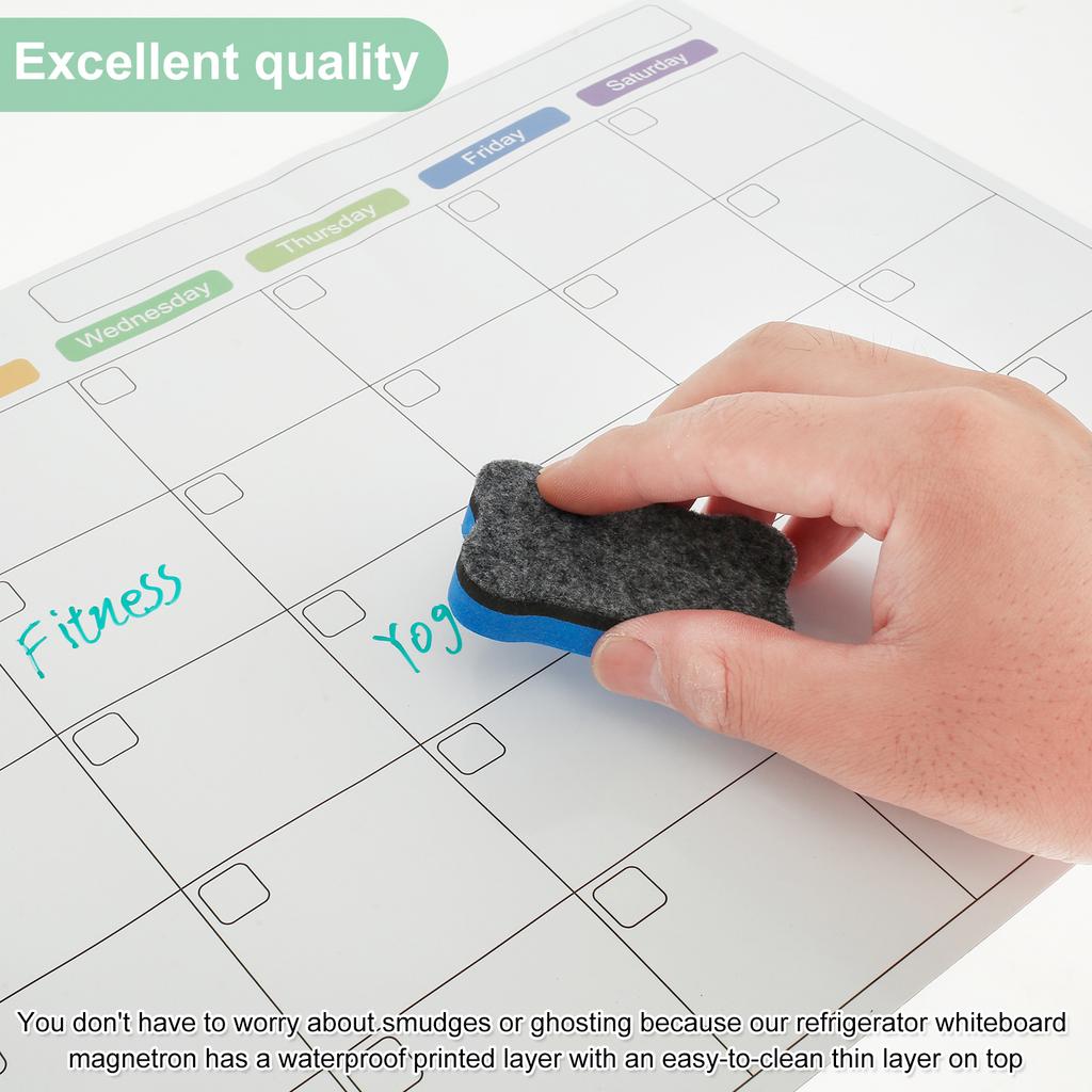 Magnetic Dry-Erase Calendar Clear Planner for Fridge Reusable Monthly Planner Board White Board Ideal Kitchen Organizer for Home
