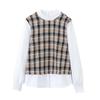 2024 Spring Women's Plaid Patchwork Long-Sleeve Shirt - European & American Mix-and-Match Style
