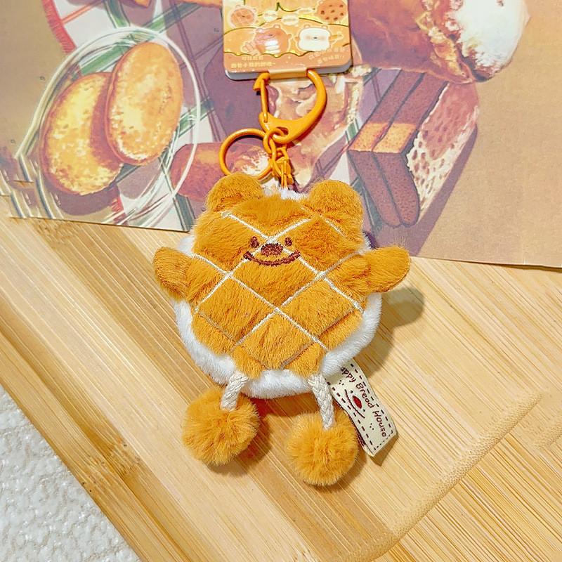 Bread Toast Sausage Adorable Mini Bear Plush Keyring Extensible Feet Kid Cartoon