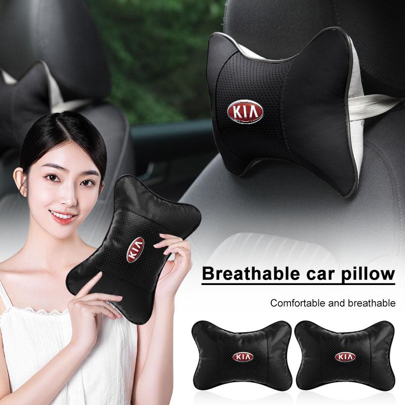 1/2Pcs Car Seat Headrest Auto Logo Neck Pillow Car Accessories For KIA Cerato Sportage R K2 K3 K5 K6 K7 K8 RIO 3 4 Sorento Picanto