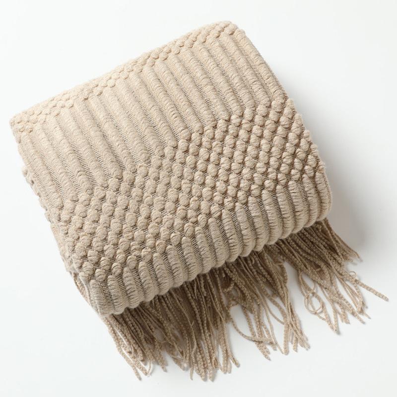 Sofa throw blanket, hotel air conditioning blanket, solid color knitted blanket, homestay bed end decorative blanket, versatile bed cover with