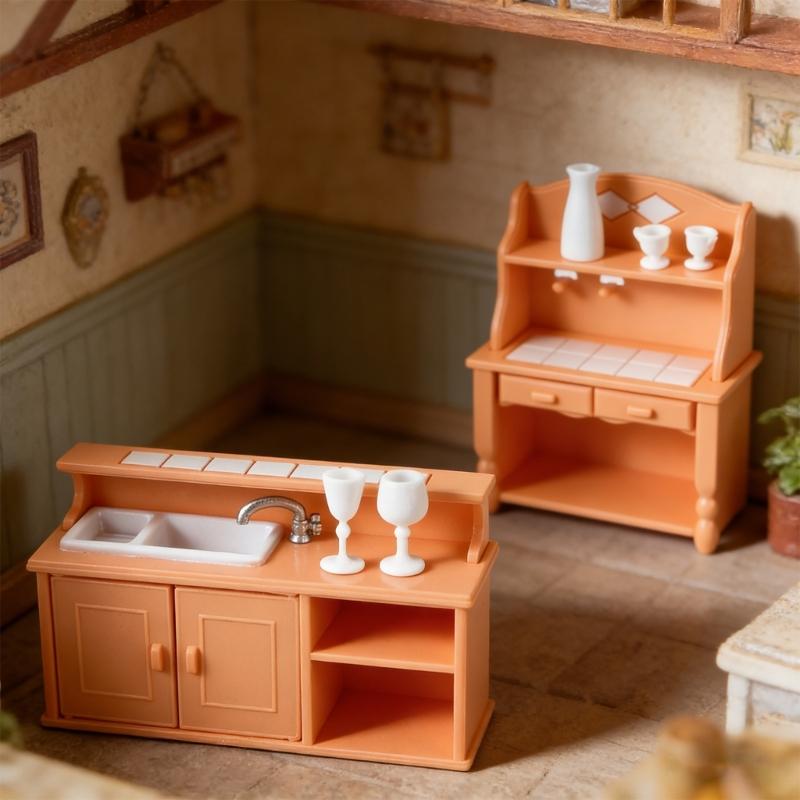 Creative Doll House Kitchen Toy Set Includes Cabinets Sink And Utensils For Imaginative Play Pretend Play Kitchenette