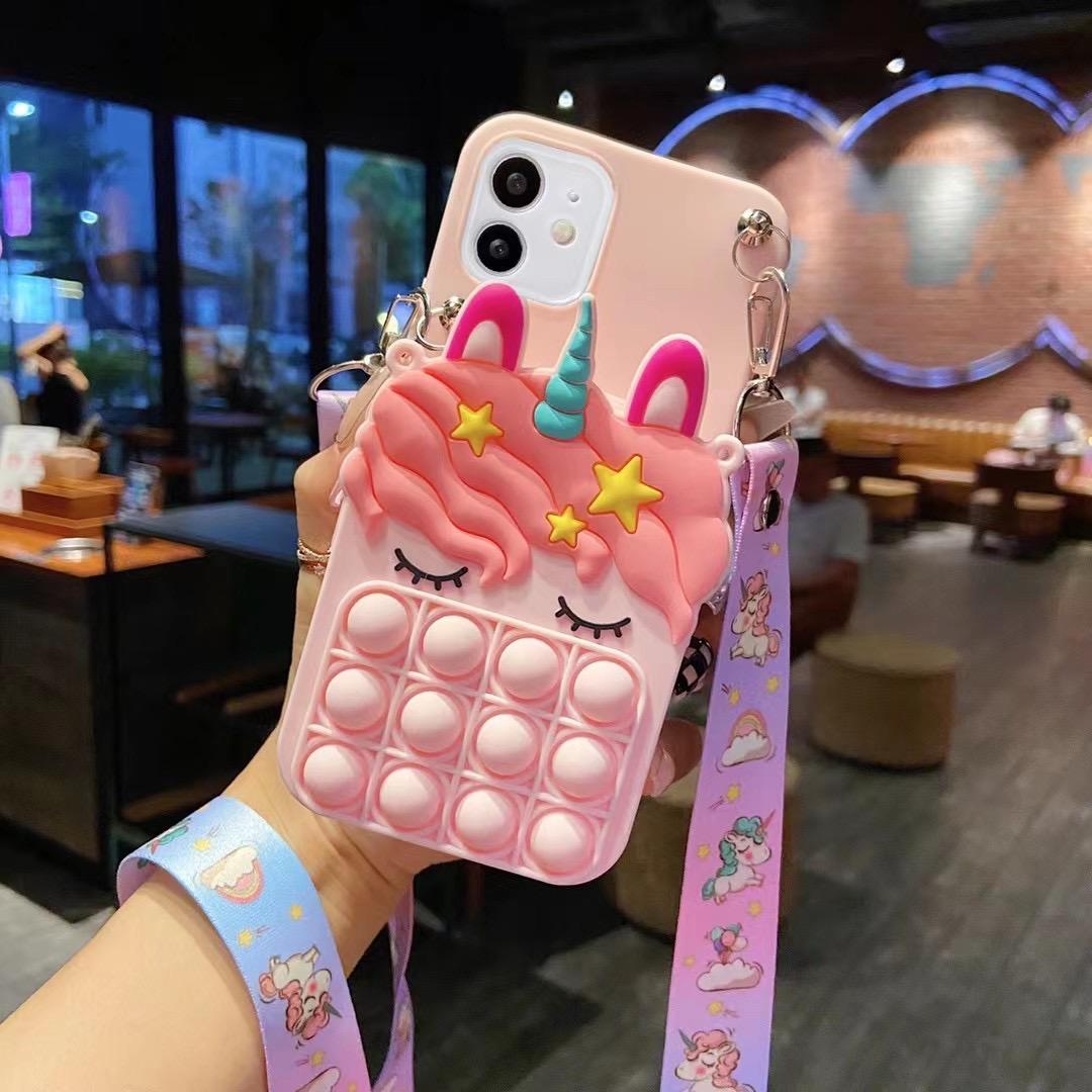 3D Cartoon Portemonnee Telefoonhoesje Voor Samsung Galaxy S24 Ultra S23 S22 Plus S21 S20 FE S10 S9 S8 Lanyard Band Nekketting Eenhoorn Cover Galaxy S20 Plus&Case & Strap
