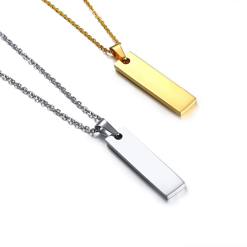 Personalized Women Bar Necklaces Pendant Custom Name Stainless Steel Charm Female Collar