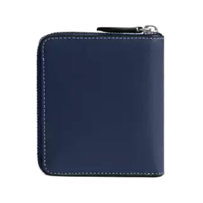 Coach 11 Brand Letter Logo Zipper Closure Leather Coin Purse Mini Men's Dark Blue Dark Blue