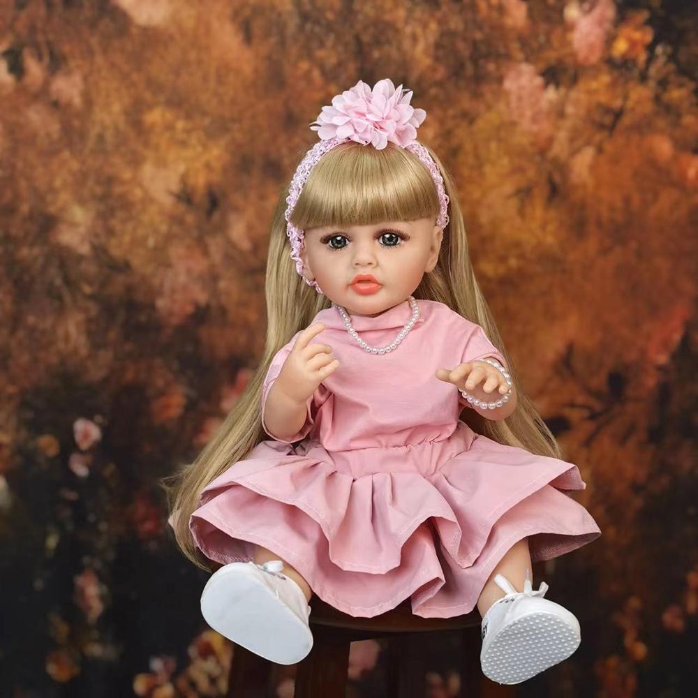Ny ankomst Princess Reborn Baby Girl Dolls 55 cm Full Silikon Vinyl Kan bade DIY Medfølgende lekekamerater Tidlig utdanning Dukkeleker
