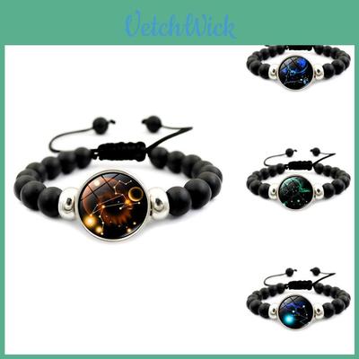 Zodiac Constellation Glass Bead Bracelet For Couples Elegant Fashion Jewelry
