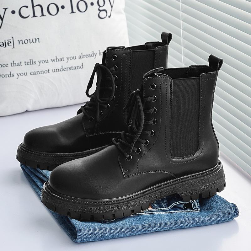 

Мужские ботинки челси на 8 отверстий, обувь 2025 года, новый британский стиль, высокие, с платформой для увеличения роста, длинные ботинки 38