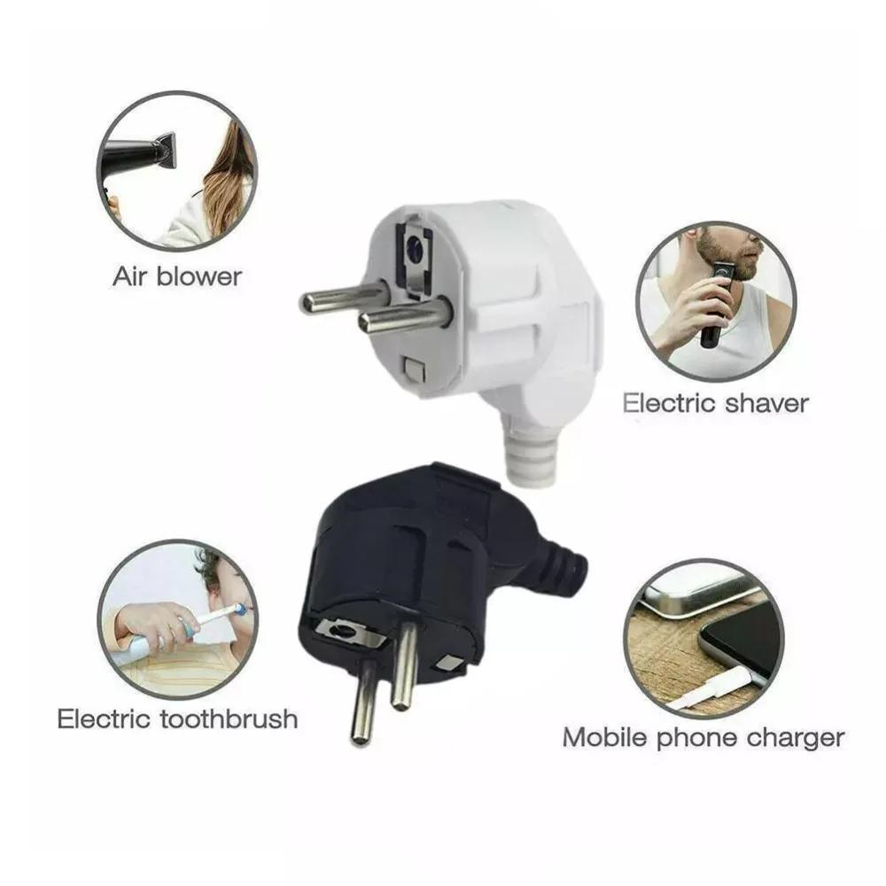 3PCS 4.8mm EU Schuko Plug Male Replacement Outlets Rewireable 250V 16A IP44 Connector Electeic Socket For Power Extension Cable