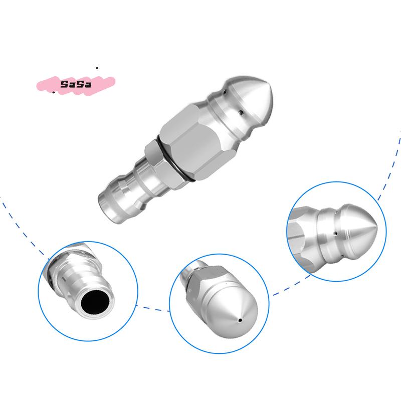 S-1Pc Stainless Steel Pressure Washer Nozzle 1/4" Quick Connect 5000 PSI Sewer Jetter Drain Cleaning Nozzle for Jetting Hose