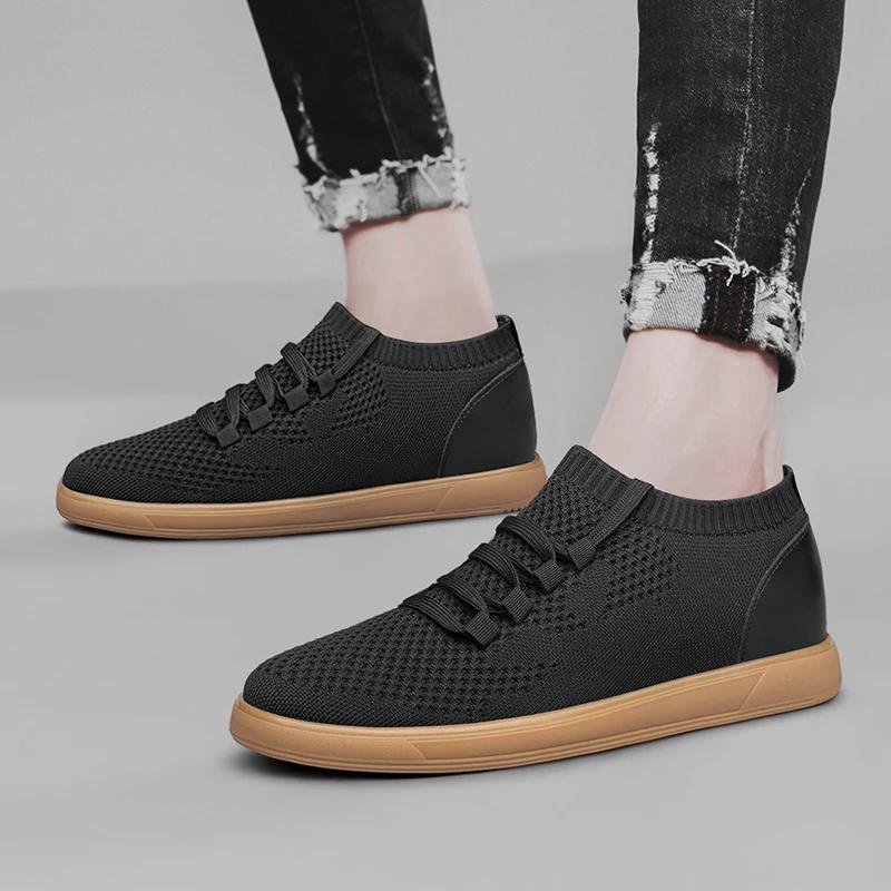 Fashion Breathable Mens Casual Shoes Comfy Outdoor Male Walking Shoes Anti-slip Men Sneakers Thick Bottom Slip On Flats Travel Loafers