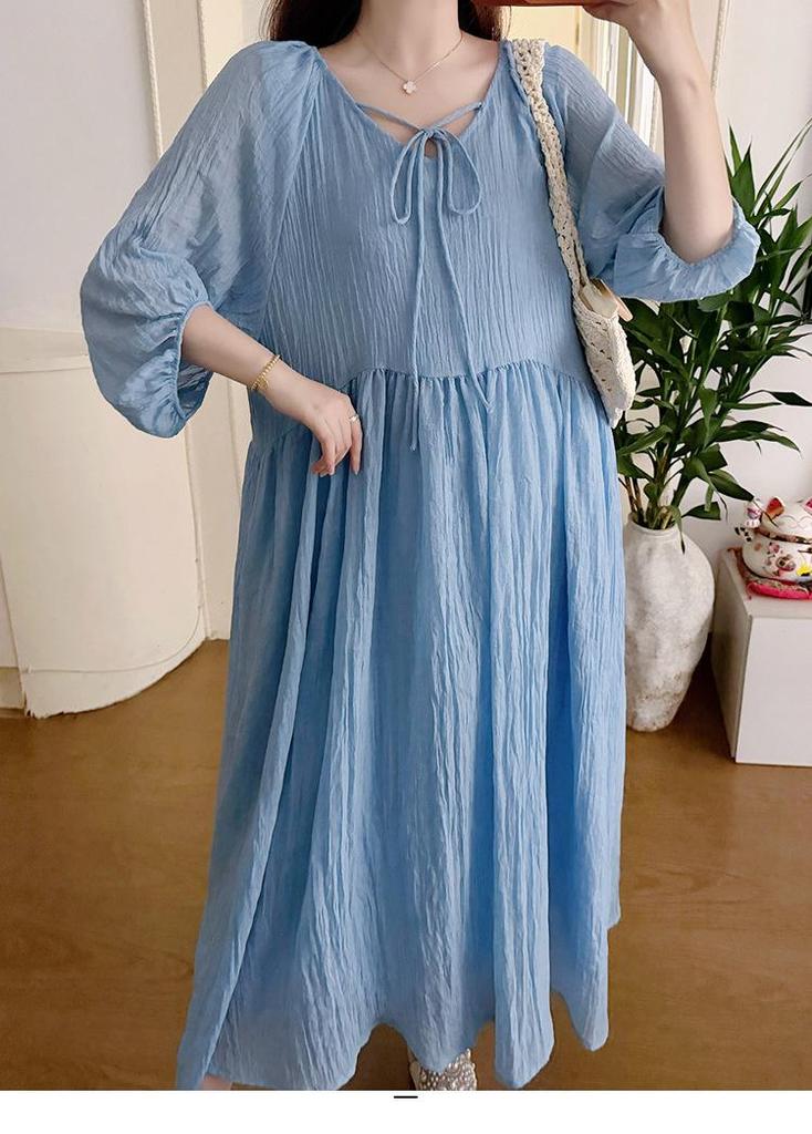 2026 Korean Loose-Fit Maternity Cotton Linen Dress