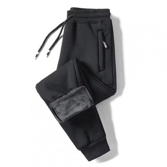 Men Thick Jogger Pants Fleece Lined Casual Sports Trousers Warm Loose Sweatpants with Zippered Pockets for Winter Daily Outings Street