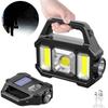 2pcs 8000LM USB Rechargeable Flashlight Waterproof 6 Gear COB/LED Torch Light Portable Powerful Lantern Solar Light For Home Camping Hiking