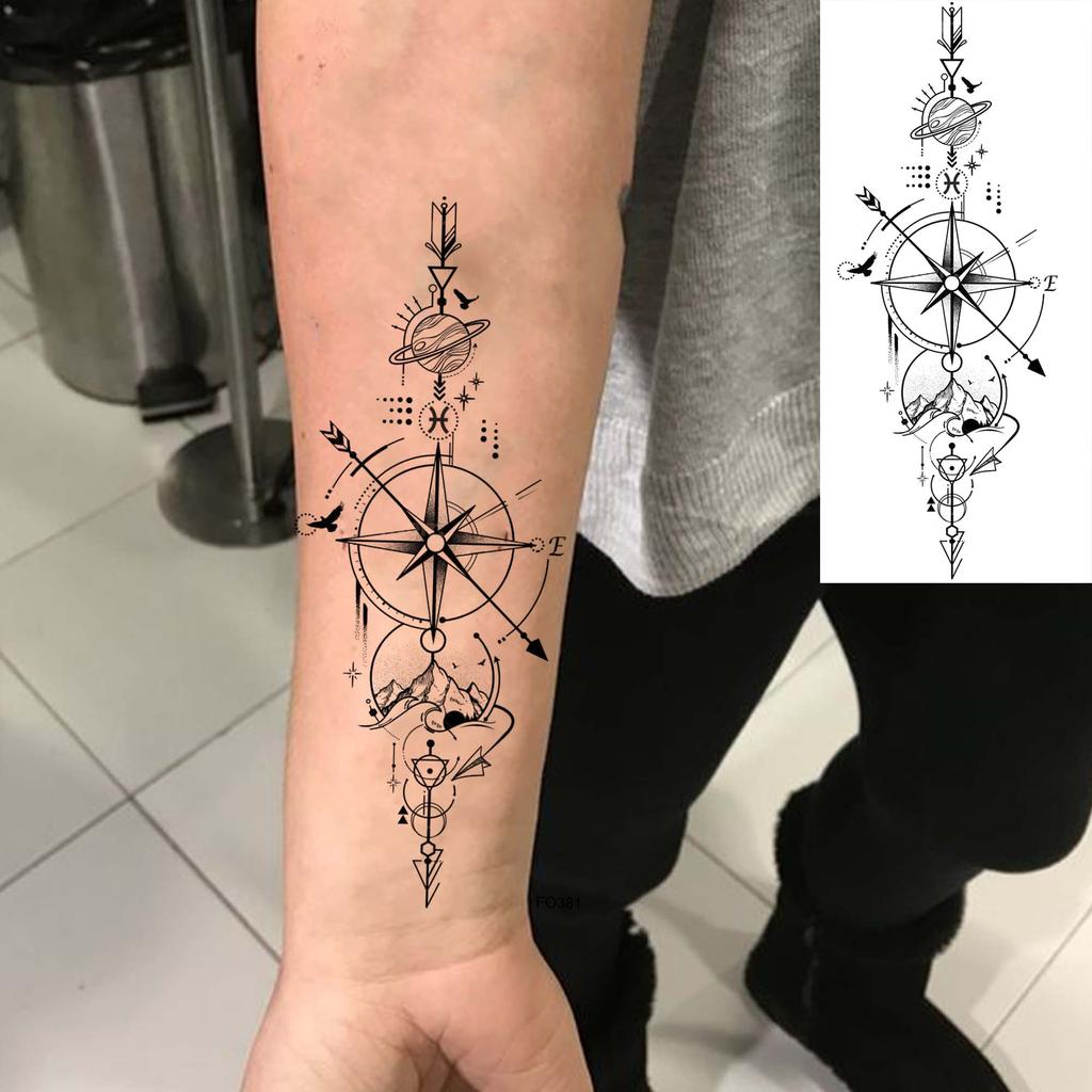 1 Foglio Tatuaggi Temporanei Vichingo Maori Drago Totem per Uomo Avambraccio Collo, Adesivi Tatuaggio Finti Temporanei Impermeabili Tatuaggi Realistici
