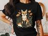 Cute Fox and Wildflowers Cottagecore T-Shirt, Magical Forest Animal Graphic Tee, Whimsical Vintage Aesthetic Clothes for Nature Lovers