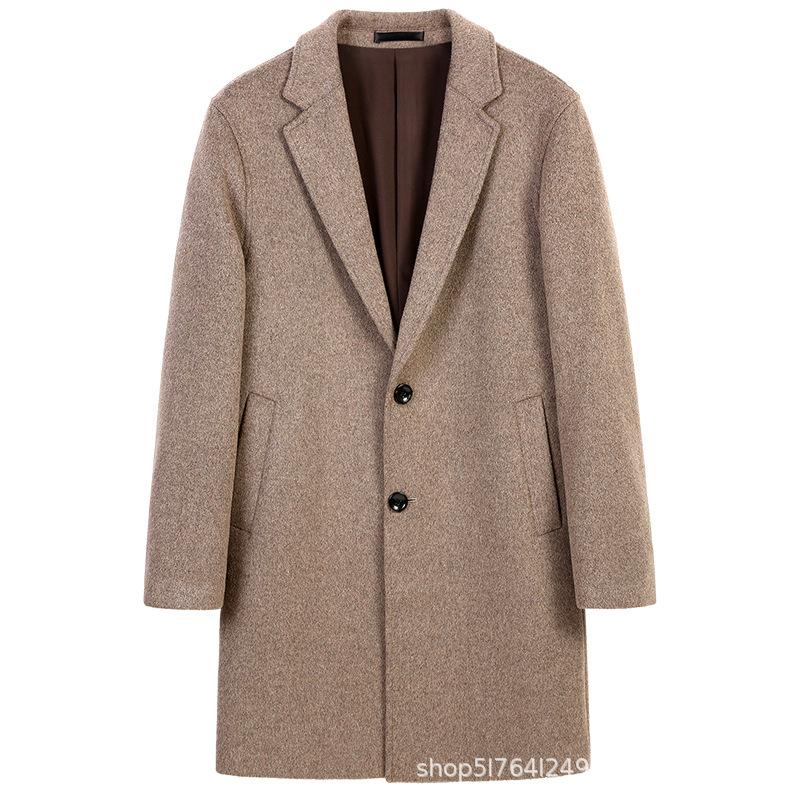 Herren Wintermantel Herren Mittellang und Lang Koreanische Version Figurbetont Wollmantel Verdickter Trenchcoat