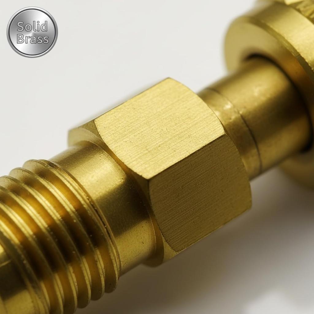 Brass Straight Adapter M5/16" Male × 1/4" SAE Female — HVAC Refrigerant Adapter for R22 & R410A Air Conditioners — Precision Thread,