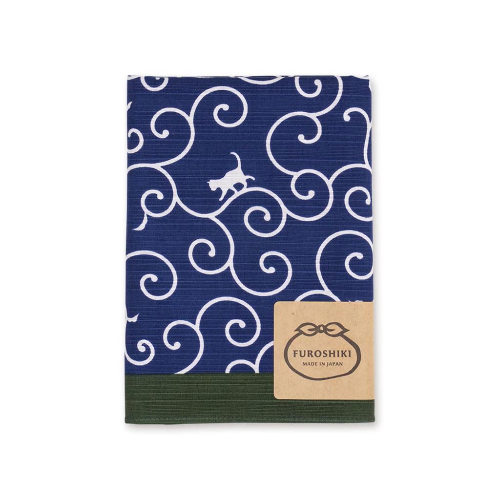 Miyamoto Towel Miyamoto Furoshiki with Arabesque Cat Made In 70 X 70 06573 (Large Furoshiki) Design, Japan, Navy, Approx. Cm,