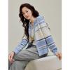 INMAN Women's Striped Spliced Knit Cardigan