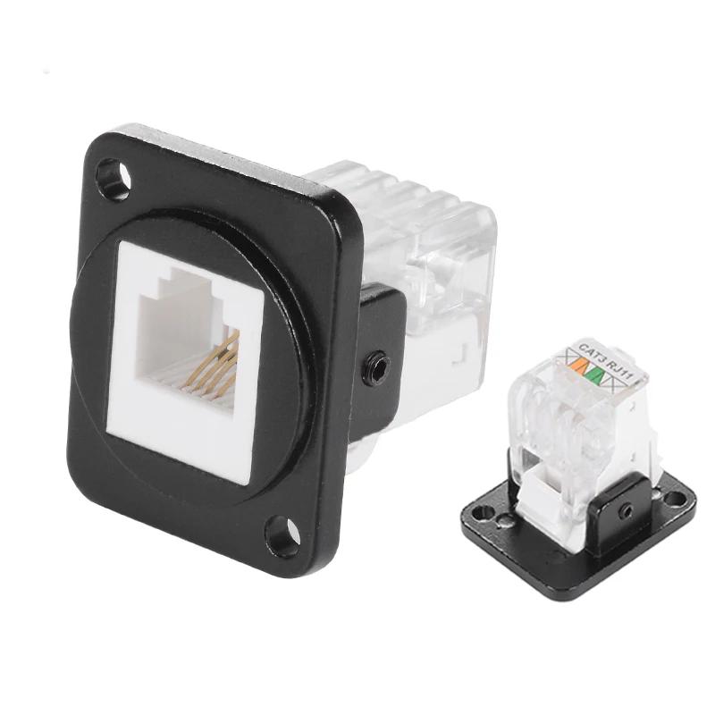D-Type 8P8C Shielded RJ45 Connector Crimp-Free Signal Cable Socket CAT6A 10-Gigabit High-Speed Bandwidth Network Adapter