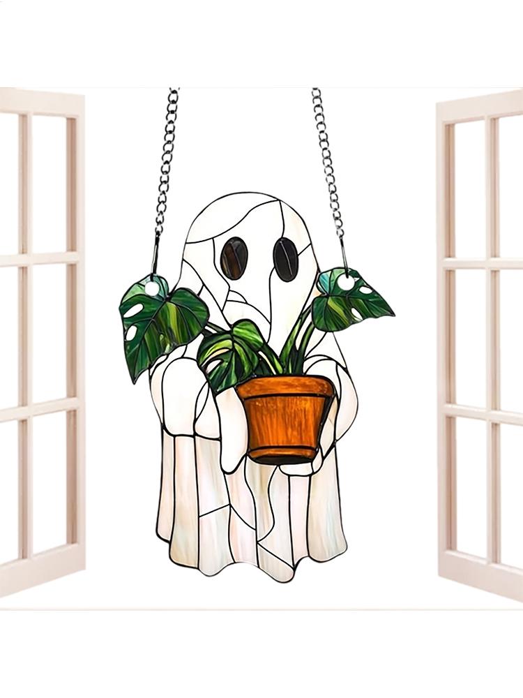 Ghost Sun Catcher 2D Acrylic Halloween Decor Hangable Sun Catcher for Fall Halloween Garden Indoor Outdoor Window Garden Women
