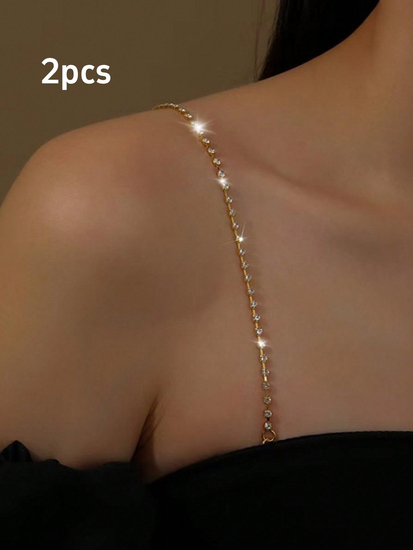 

Summer women s ocean blue bow pendant necklace and shiny crystal bra shoulder chain are perfect for beach-style wear. золотой