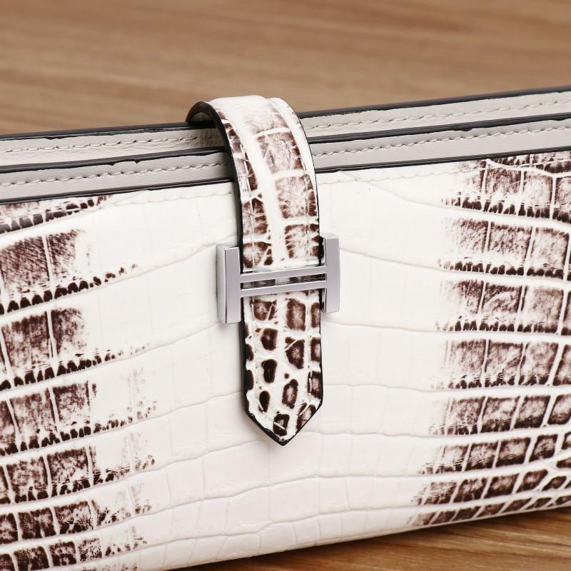New Crocodile Belly Pattern Himalaya White Women's Wallet Long Short Multi Card Pocket Handbag
