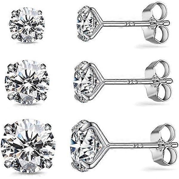 ZLC925 Sterling Silver Earrings, Cubic Zirconia Stud Earrings, Diamond Stud Earrings for Women