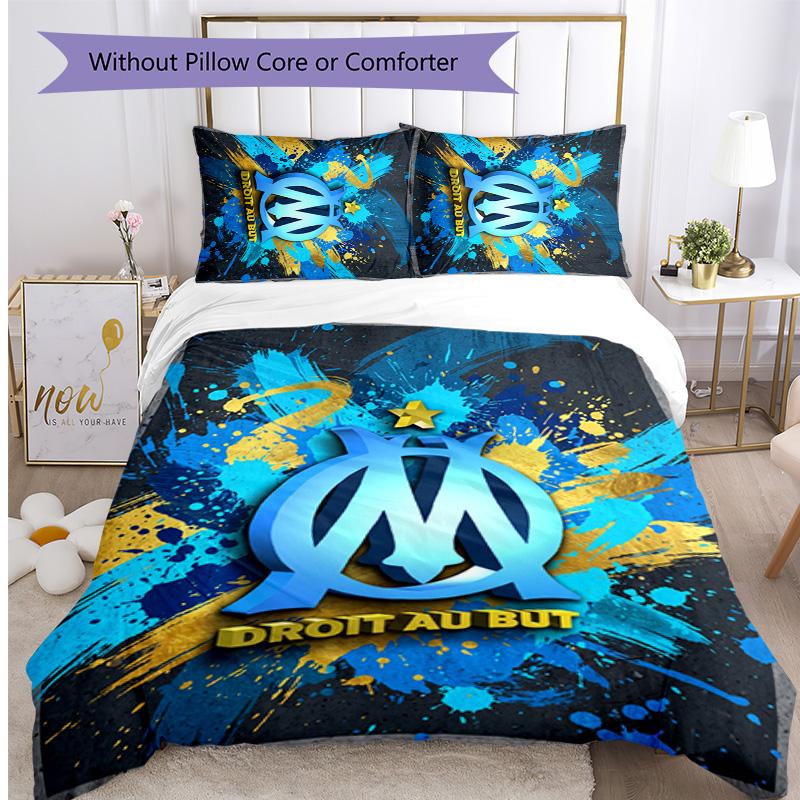 Olympique Lyonnais FC Printed 3PCS Bedding Set Breathable Duvet Cover with Pillowcases Decorative Bed Linen for Bedroom Home