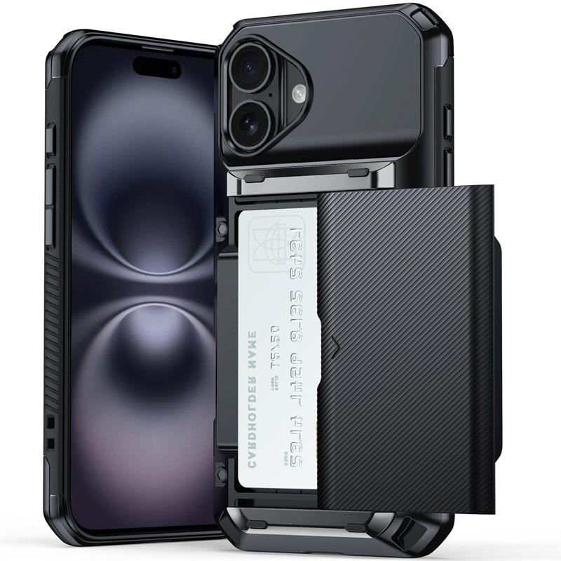 Applicable To IPhone 16 Card Phone Case 15Plus Set Beer Slide Cover Card Bag Multifunctional Apple 14/13 Hard Set