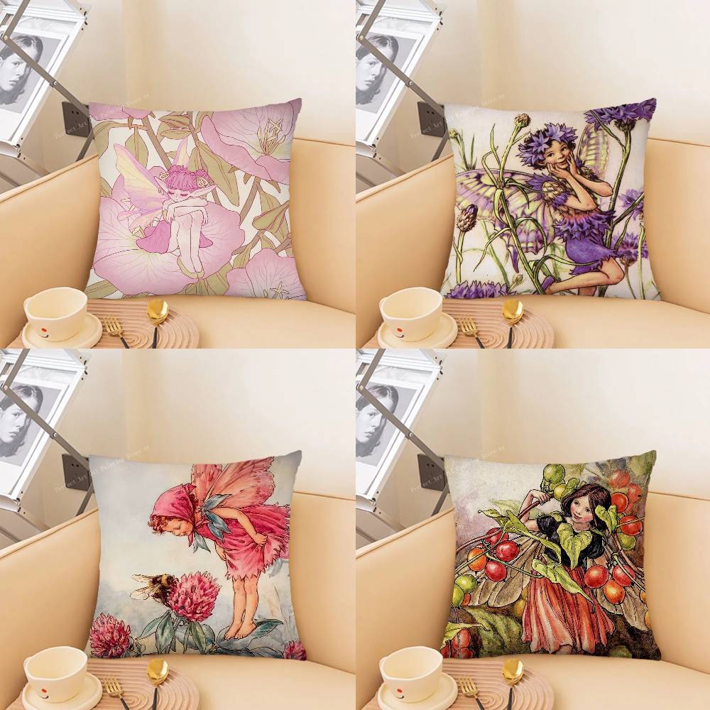 Flower Fairy Pillow Case Fashion Square Pillowcase Bedroom Sofa Room Ins Decoration Leisure
