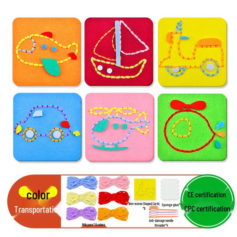 Montessori DIY Threading Toy Kit: Kindergarten Non-Woven Fabric Sewing Set