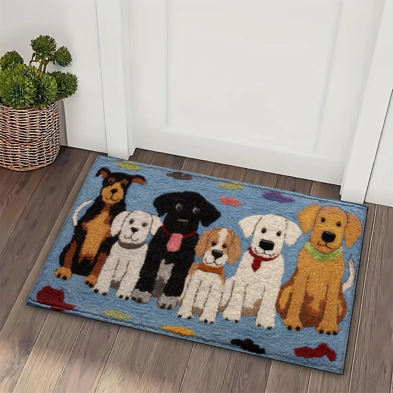 

VIKAMA Cute Puppy Family Carpet Soft Doormat Cartoon Welcome Mat Rug For Bedroom Carpet For Live Room Home Decor 40X60CM (1.3X2FT