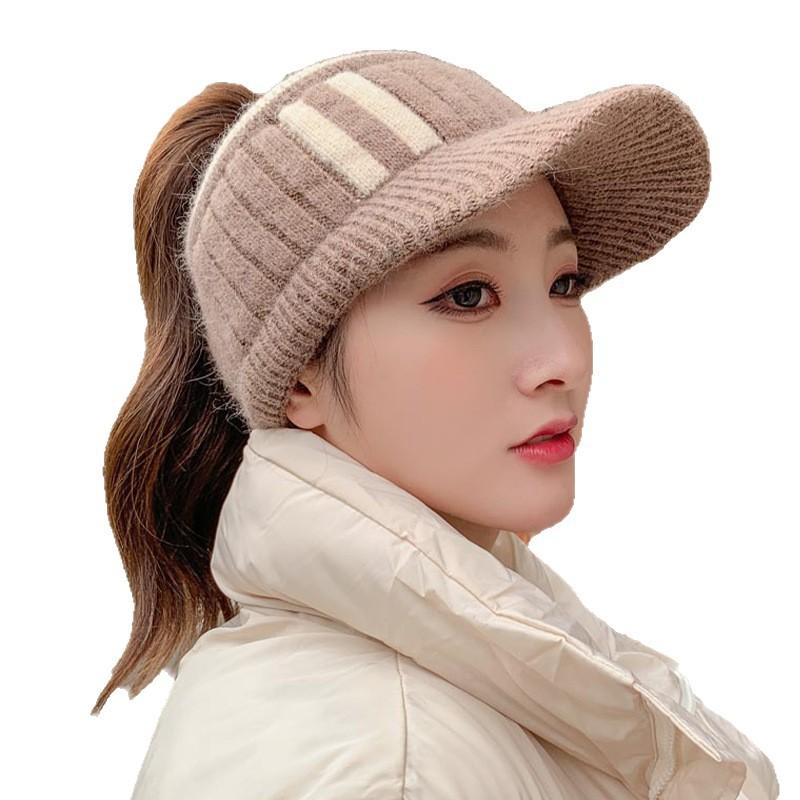 New Autumn and Winter Fashion Open-top Hat for Women, Casual Versatile Sporty Style, Outdoor Running, Curved Brim, Face-slimming Beanie
