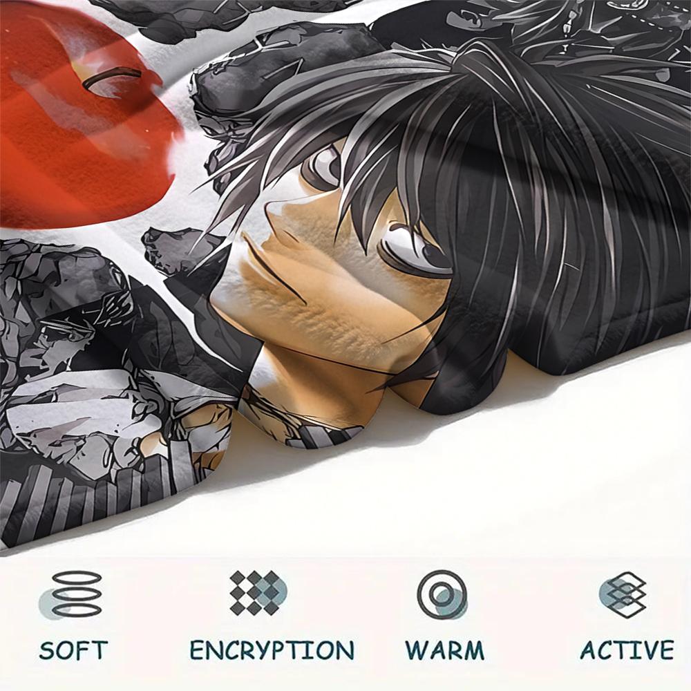 1PC Death Note Print Flannel Blanket, High Quality All Seasons, Home Decor, Warmth and Comfort, Perfect for Christmas Gifts